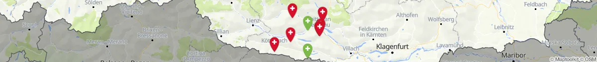 Kartenansicht für Apotheken-Notdienste in der Nähe von Mörtschach (Spittal an der Drau, Kärnten)